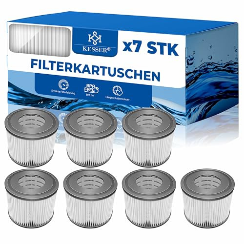 KESSER® Filter für Whirlpool 7X Filterkartuschen Ersatz SPA Filter Größe VI Kartuschen Wasserfilter Poolfilter kompatibel mit Lay-z-Spa Intex Ersetzt die Originalkartusche