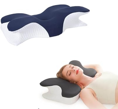 Orthopädisches Nackenstützkissen Memory Foam,Ergonomisches Nackenkissen für Seiten-,Rücken- & Bauchschläfer,Höhenverstellbar, waschbarer,Kühlender Bezug,Dichter Schaumkern 61,5x34cm,Extra Stützkraft