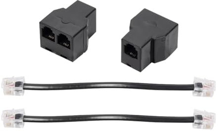 Kueohse 2 splitter per cavi telefonici RJ11, da 15 cm, 6P4C, 2 porte, adattatore splitter per cavi telefonici, durevoli