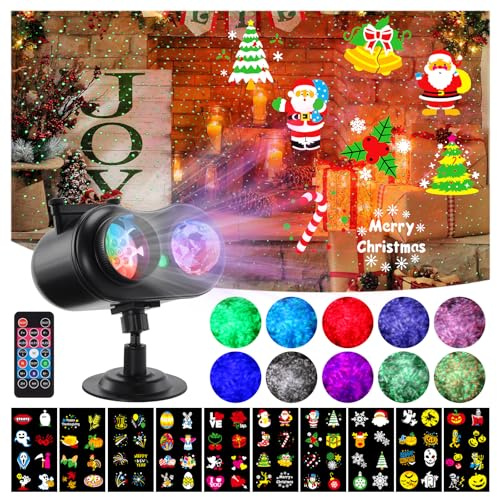HAKUTA Proyector 3 en 1, 10 Diapositivas 80 Patrones, Navidad y Halloween