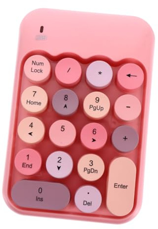 KONTONTY Teclado Numérico Inalámbrico Compacto de 18 Teclas Tecla Retroceso en Abs para Oficina y Formularios Financieros Portátil Rosa