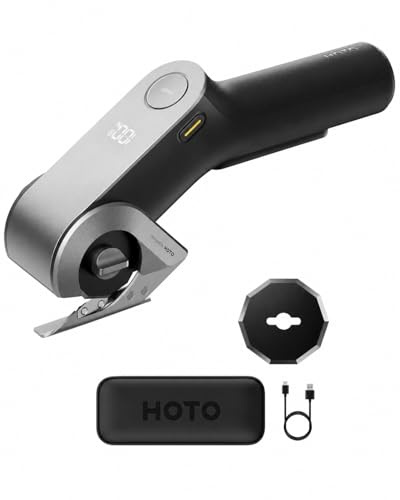 HOTO EdgeFlow Cordless Electric Scissors, Self-Sharpening Titanium Blade, Smart Display Electric Cardboard Cutter, Boost Mode & Tool-Free Blade Swap, Ideal for Cardboard, Fabric, Carpet, Leather DIY