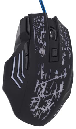 Qudinip Souris de Jeu à 7 Boutons, Souris Optique USB Filaire Ergonomique avec Lumière Respiratoire 7 Couleurs et 5 DPI Réglables, pour Jeux PC, Ordinateur Mac OS
