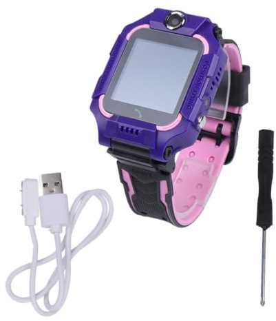 HAPINARY Smart Watch 1.44 Inch Ipx7 Silicone Purple with Sos Call | 128x128 Display, 400mah Battery, Stable Call and Electric Fence, Outdoor Activities and School Use