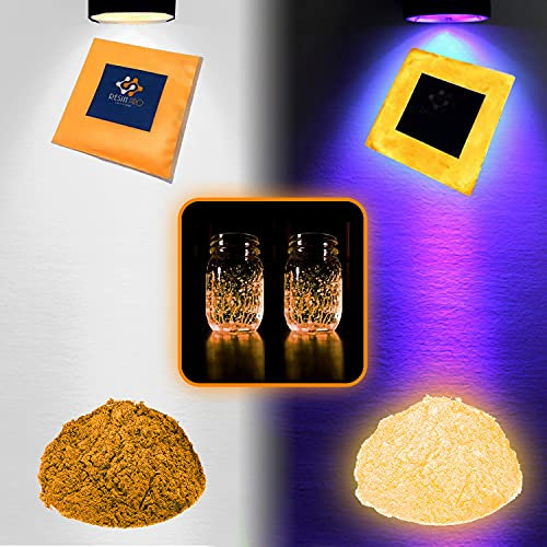 Pigmento additivo polvere ULTRA fluorescente - UV luminescente - si illumina al buio - per resine epossidiche - per creazioni artistiche, fai-da-te e bricolage 20g (Arancio Fluo)
