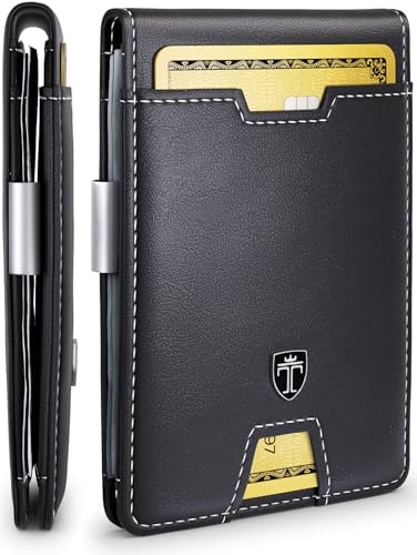 TRAVANDO Portefeuille Homme avec Pince à Billets „Dubai“ Etui RFID Blocage Contre Piratage Bancaire - Mince Porte-Monnaie avec Clip en Métal - Porte-Carte de Crédit Sécurisé - Porte-Cartes