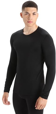Icebreaker Men's 200 Oasis Long Sleeve Crew Neck Base Layer Top - Black, Medium, 104365