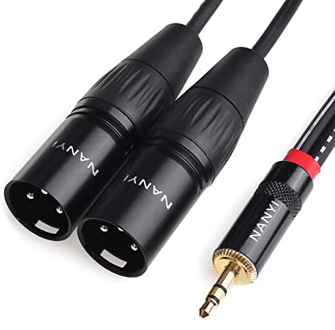 NANYI XLR zu 3,5 mm Splitter Kabel, TRS Stereo Stecker zu Zwei XLR Stecker Interconnect Audio Mikrofon Kabel, Y Splitter Adapter Kabel (0,5 Meter / 1,6 Feet)