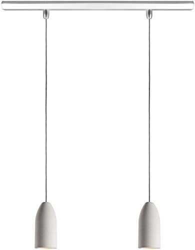 Buchenbusch urban design Lampe 2 flammig light edition, Wohnzimmerlampe modern mit Textilkabel Grau aus Beton