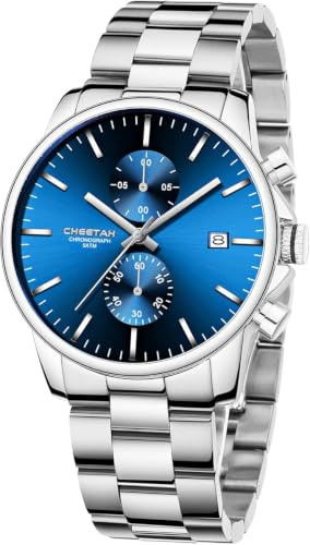 Herrenuhren mit lässiger wasserdichter Chronographen Quarzuhr aus Edelstahl und Metall, Auto Date in farbenfrohen Zeigern