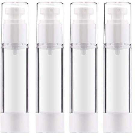 Yalbdopo 4Pcs Airless Pump Bottle | Refillable Empty Clear Travel Lotion Containers/Vacuum Press Pump Bottles for Foundation, Essence, Lotion (50ml)