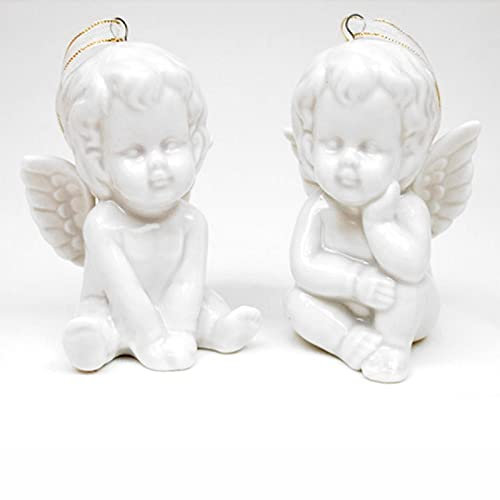 HAC24 - Juego de 2 figuras decorativas de ángel para tumba, diseño de ángel
