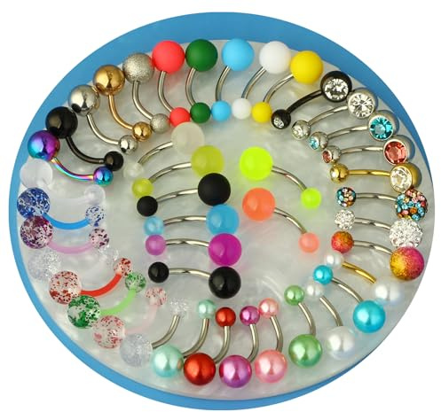 42Pcs 14G Surgical Stainless Steel Belly Button Ring for Women hypoallergenic Simple Acrylic Glow In Dark Cute Belly Rings Barbell Navel Piercing Jewelry Pack for Women