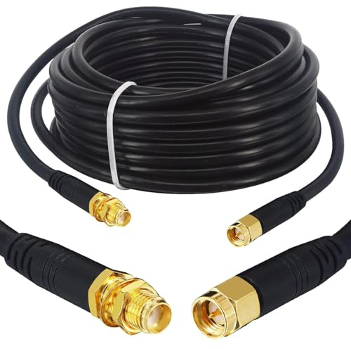 Boobrie Verbessert RG58 SMA auf SMA Kabel 15M SMA Stecker zu SMA Buchse Koaxialkabel WLAN-Verlängerungskabel WLAN-Antennenkabel SMA-Adapter für 3G / 4G / LTE/GPS/RF-Radio/WiFi-Antenne/Funkgeräte
