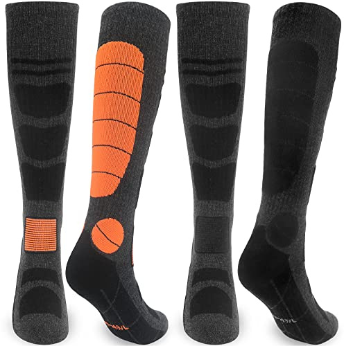 KOOOGEAR Ski Socks,Merino Wool Ski Socks for Skiing, Snowboarding,Outdoor Sports Thermal Ski Sock,4-7 9-12 2Pairs