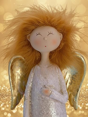 Pommerntraum ® | verrückter Engel Weihnachtsengel Schutzengel Guardian Angel Weihnachtsfigur Dekorationsfigur Schreibtischfigur NORMAL KANN JEDER (mit Herzchen)