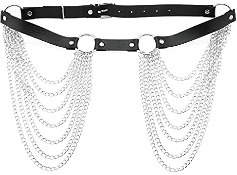 Liitata Collana in pelle punk gotica, per donne e ragazze, adatta per il corpo, per donne e ragazze, colore: nero