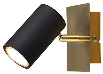 meineWunschleuchte Kleiner Wandstrahler 1-flammig aus Metall Schwarz-Gold matt, Höhe 15cm