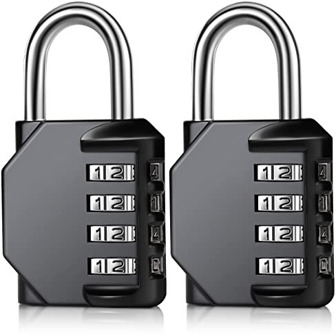 Zahlenschlösser Vorhängeschloss 2 Stück 4 Stellig Kombinationsschloss Rücksetzbares Nummernschloss Wetterfestes Vorhängeschloß Zahlenschloss für Fitnessstudio Schule Spind Tor Haspe Schrank