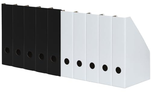 LANDRÉ Bundle of Stehsammler A4, aus stabilem Karton 7cm breit, weiss, 5 Stück Stehsammler A4, aus stabilem Karton 7cm breit, schwarz, 5 Stück