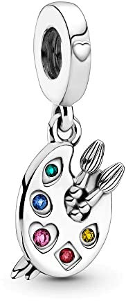 BEEUVIP Damen Künstlerpalette Dangle Charm Anhänger für Armband 925 Sterling Silber Geburtsstein Charms Beads passend für Armband