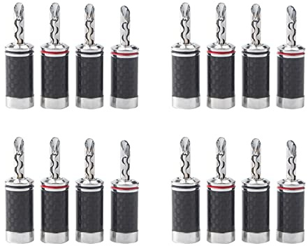 suoera 16 Teilige Bananen Stecker Hi-End HiFi DIY Carbon Faser Kupfer Beschichtet Rhodium Elektrische Audio Buchse Bananen Stecker