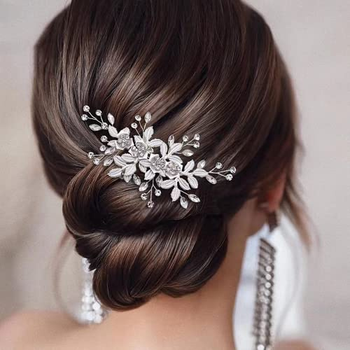 Silver Fascinator Wedding Hair Clip - Diamante Bridal Hair Comb for Women