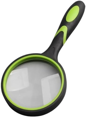 50 mm 10-fache Handlupe, bruchsicher, Leselupe für Senioren und Kinder, Echtglas-Lupe mit rutschfestem Gummigriff zum Lesen, Hobby und Wissenschaft