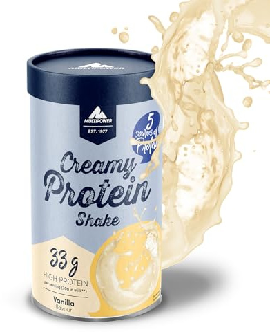 Multipower Creamy Protein Shake 420 g, hochwertiges Vanille Protein Pulver mit Whey und Casein, für leckere Shakes zum Muskelaufbau