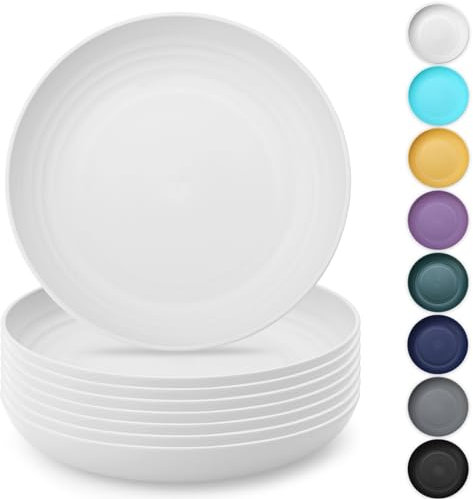 Kyraton servizio piatti in plastica 8 pezzi, Piatti piani, piatti leggeri infrangibili e riutilizzabili Pasta e gnocchi Ciotola per microonde