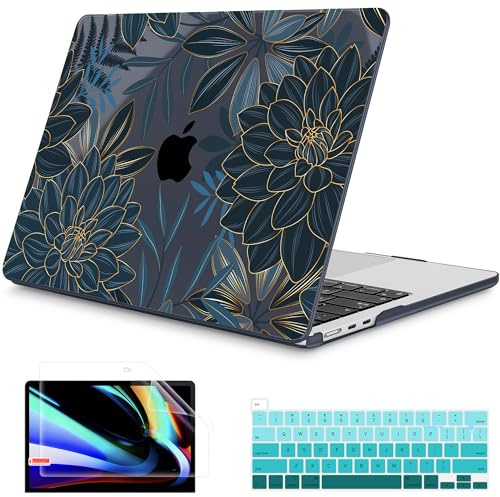 Mektron for 2026 MacBook Air 13-inch M5 Laptop Case A3449 with 13.6-inch Liquid Retina Display Fits 2025 A3240 M4 2024 A3113 M3 2023 A2681 M2 Printed Shell for MacBook Air 13.6, Dahlia Flower C035