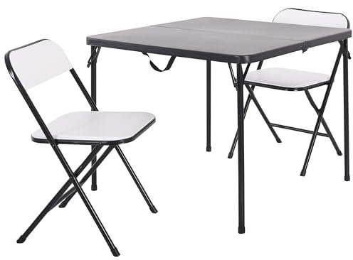 Raburg Campingtisch, klappbar, Set mit 2 Stühlen, faltbar, Garten, Outdoor & Camping, Tisch 86 cm x 86 cm, Belastbarkeit Stühle 110 kg, leicht & flexibel, Stabiler Metallrahmen, Jonas, Weiß/Schwarz