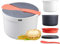 AXIM Reiskocher für Mikrowelle,2 L Reismaschine Mikrowellen-Nudelkocher,Mikrowellenherd Dampfgarer mit Sieb,Spülmaschinenfest (Orange+Dampfplatte)