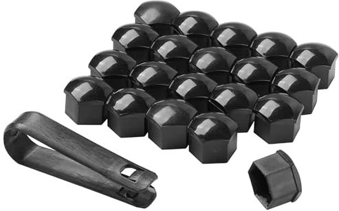 LeaHy 20 Stück Auto Radschrauben Kappen Für Audi A4 (MK B8) A4 (MK B9) A5 Coupe, Universal Sechskant Radbolzen Staubschutz Mit Demontagewerkzeug Set Autodekoration Zubehör,B/Black-21mm