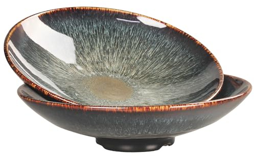 Jinsongdafa Ceramic Pasta Bowls Set of 2, Salad Bowls Soup Plates 710 ML, Modern Porcelain Dishes 24.3 CM, Microwave & Dishwasher Safe