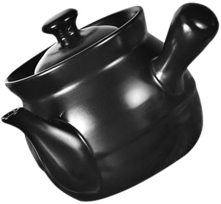 PRETYZOOM Olla de Medicina China 3.0l Negra Cerámica Resistente a Altas Temperaturas para Estufa Gas y Eléctrica Multiusos para Hervir Medicamentos y Guisar Sopas