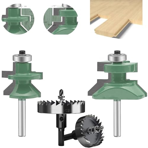 MAYLINE Router Bit Set Woodworking 1/4 Inch Shank 2 PCS, Woodwork Milling Groving Cutter Router Bits Sets Tongue Groove Rail Stile Wood Miter Cabinet CNC Cutting Tool for Doors (TR-04)