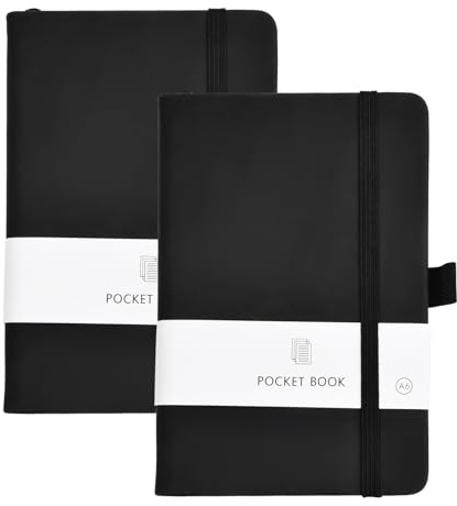 Ehuihuan 2 Stück Notizbuch A 6 Journal Schwarz, Notizbuch Liniert mit 200 Seiten Schwarz