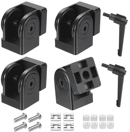 QUARKZMAN Drehgelenk 180° Einstellbarer Flexibler Drehgelenkverbinder | 2 Stück, Schwarz, Bohrung 8mm, Druckguss Aluminium, Mit M8 Schrauben, Für 3030 Serie Aluminium Profil, 180°