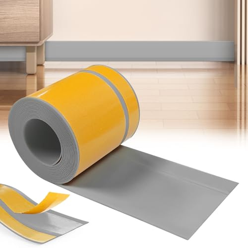 YushengTai Grau Weichsockelleiste selbstklebend, 60mm x 20mm x 5 m PVC Sockelleiste Selbstklebend, Weich Sockelleiste Abschlussleiste, Flexible skirting Board Trim für Küche und Badezimmer (Grau)