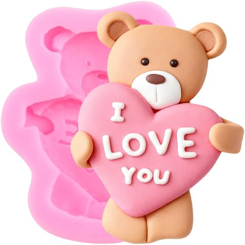 XMOLDNMS Bears Silicone Fondant Moulds Valentine's Day Mould for Cake Decorating Cupcake Topper Chocolate Gum Paste Candy Polymer Clay