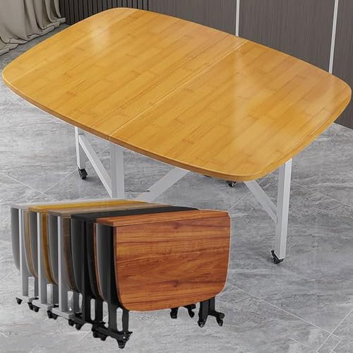 Moderno tavolo da pranzo pieghevole per interni ed esterni, design salvaspazio, per lavoro, studio e sala da pranzo, include sedie, giallo, 100 x 60 cm