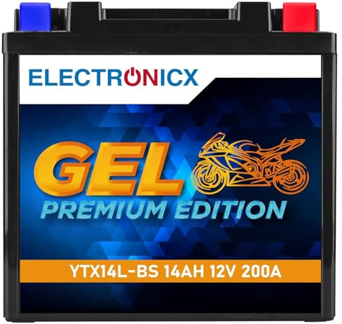 Electronicx GEL Premium YTX14L-BS – 12V 14Ah högprestanda motorcykelbatteri:förseglat, läckagesäkert, lutningståligt & långlivat – idealiskt för MC, skoter & fyrhjuling
