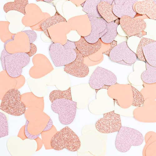 KOBOKO Herz Konfetti Hochzeit, 100 Stück Herzkonfetti Groß, Herzen Konfetti, Glitzer Konfetti Geburtstag Tischdeko, Herz Deko Confetti für Hochzeit,Valentinstag,Verlobung,Heiratsantrag (Rosa)