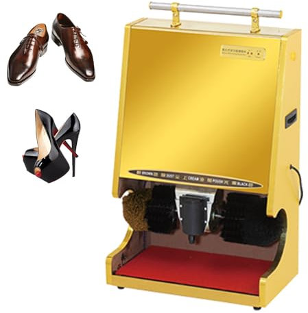 Naturalpowev Cireuse à Chaussures électrique, Machine à cirer Les Chaussures Automatique pour la Maison, cireuse à Chaussures électrique en Acier Inoxydable pour Chaussures, Bottes, Sacs, canapé,Gold