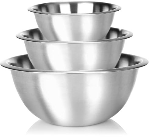 Space Home - Set de 3 Cuencos de Acero Inoxidable - Boles de Cocina Multiusos - Bol Ensaladera, Mixing Bowl, Bol de Repostería