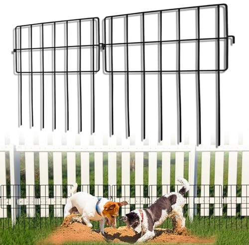 Tilvex Gartenzaun, Tierbarriere, kein Graben, 10 Paneele, rostfreier kleiner Metallzaun, 3,8 cm Lückenzaun, dekorativer Zaun für den Außenbereich, dekorativer Zaun für Hof, Hunde, Kaninchen, 43,2 cm