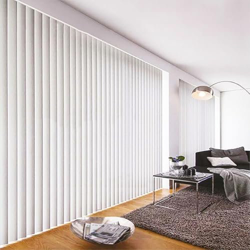LRYELWA Lamellenvorhang Vertikaljalousie Nach Maß Blickdicht Jalousie lichtdurchlässig Tür Fenster Lamellen Rollo Schiebegardine Flächenvorhang Weiß,Anpassbare,Breite x Höhe (115cm x 170cm)