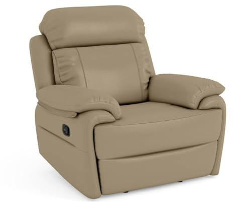 Orlando Relaxsessel Echtleder Cappuccino-Beige 99x98x104 – Fernsehsessel mit Liegefunktion – Komfortabler Polstersessel Zero Wall für Wohnzimmer – Ergonomischer Ledersessel, Klassisches Design