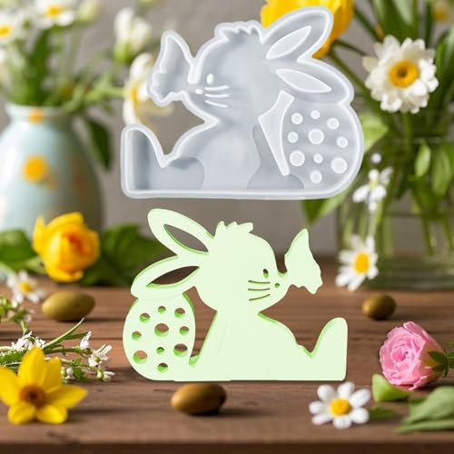 Osterhase Gießformen Silikon Ostern, Silikonformen Gießformen Ostern Hase mit Schmetterling, Silikonform Ostern Hasen Ostereier Gipsformen zum Gießen, Silikonformen Osterhase für DIY Osterdeko (A)